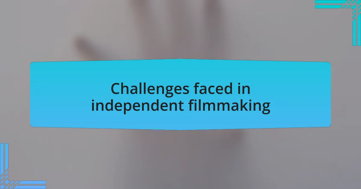 Challenges faced in independent filmmaking