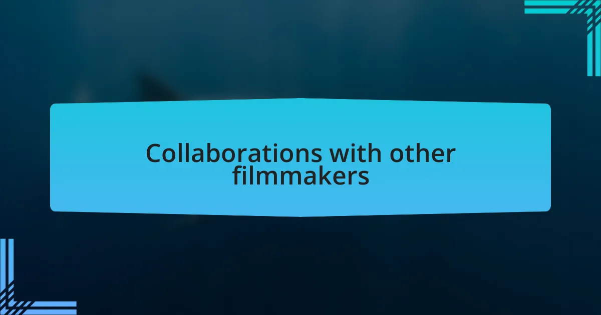 Collaborations with other filmmakers