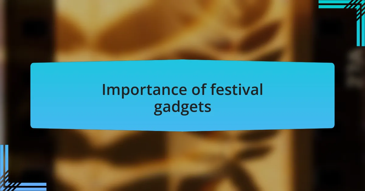 Importance of festival gadgets