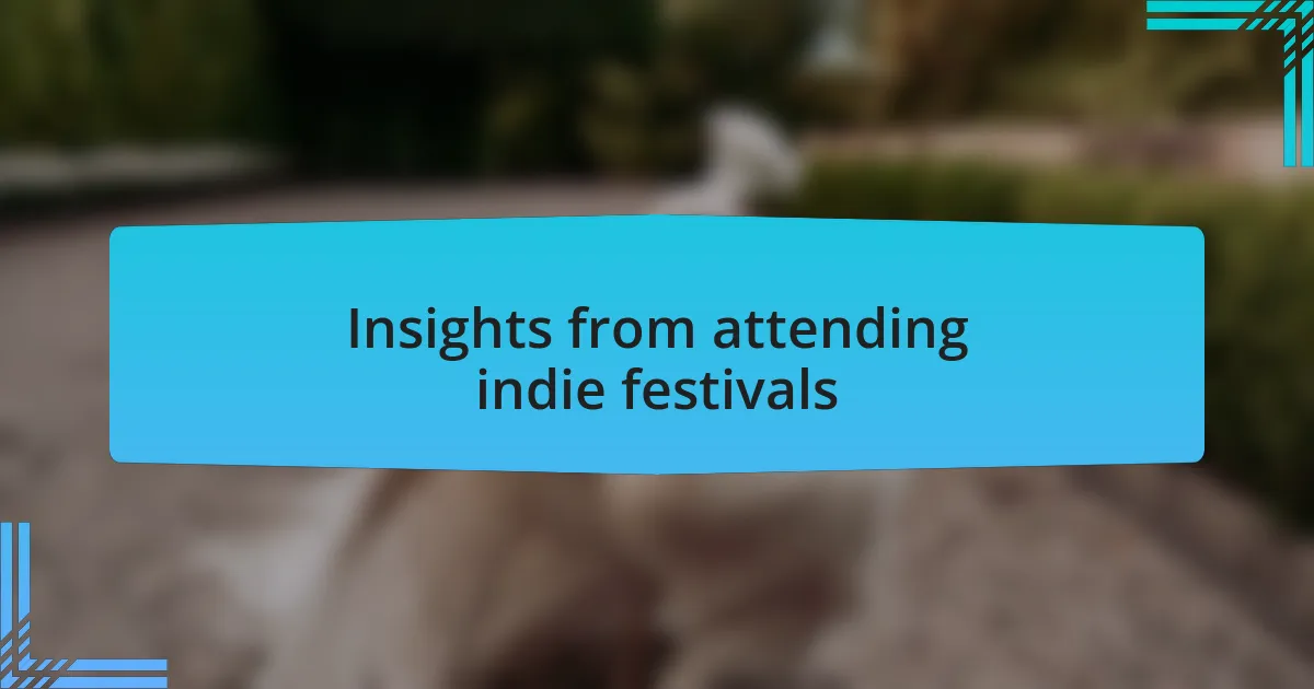 Insights from attending indie festivals