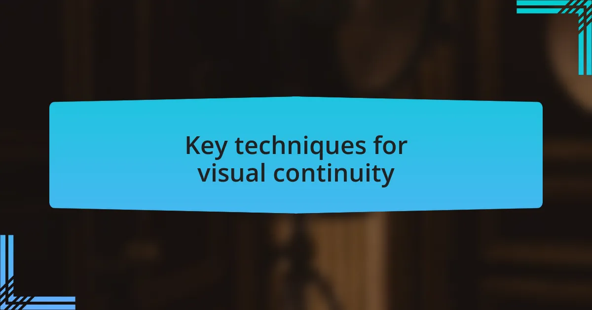 Key techniques for visual continuity