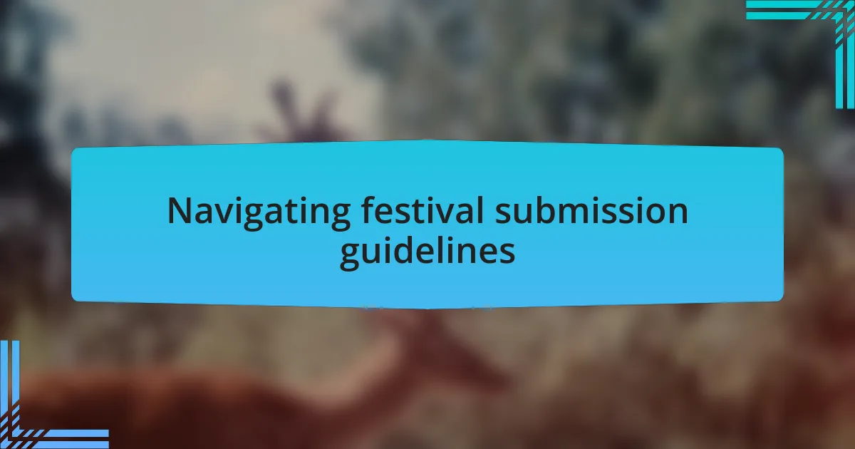 Navigating festival submission guidelines