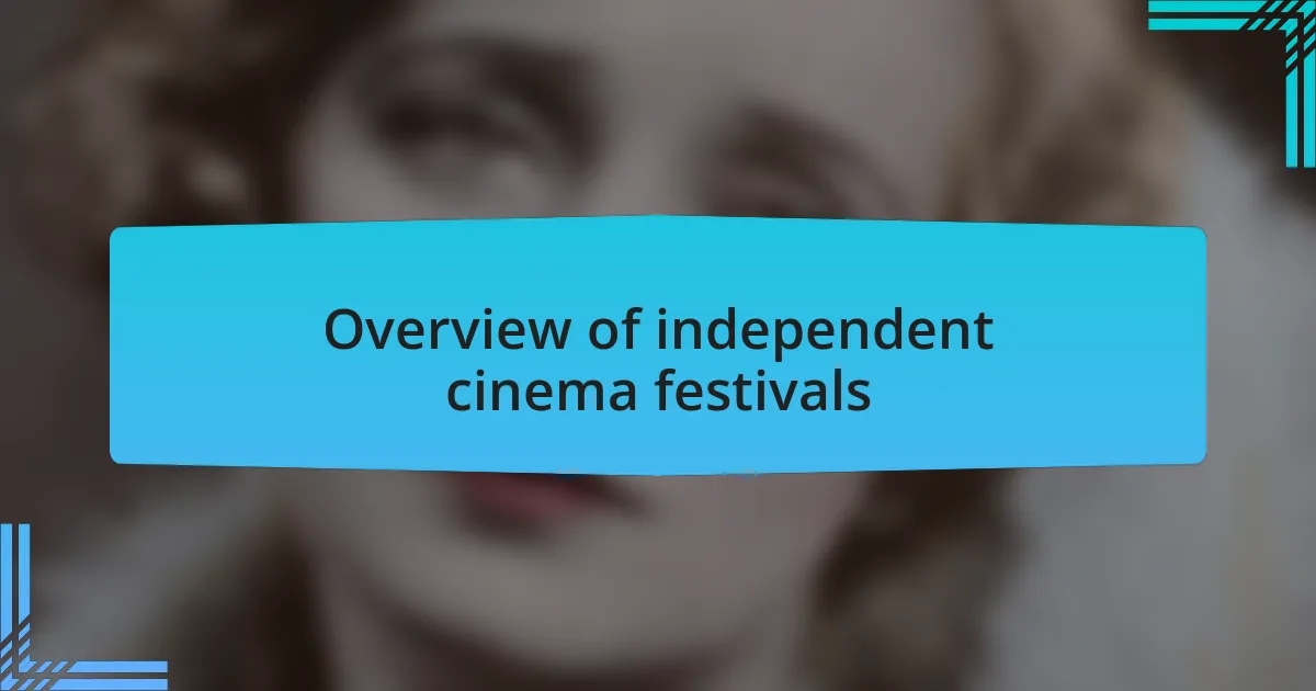 Overview of independent cinema festivals
