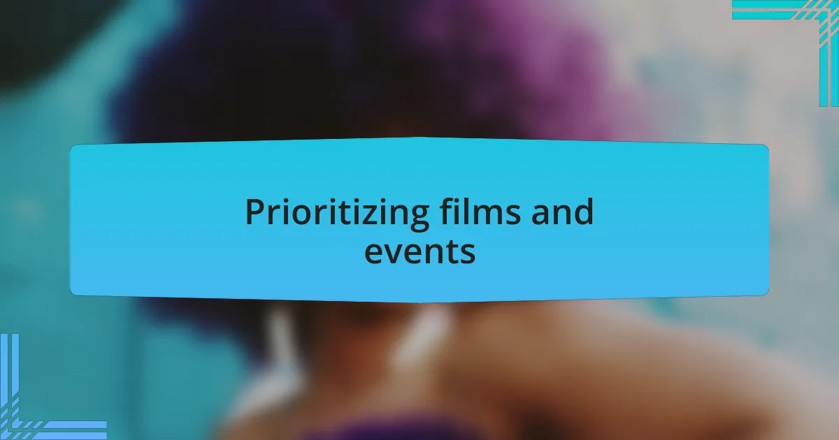 Prioritizing films and events